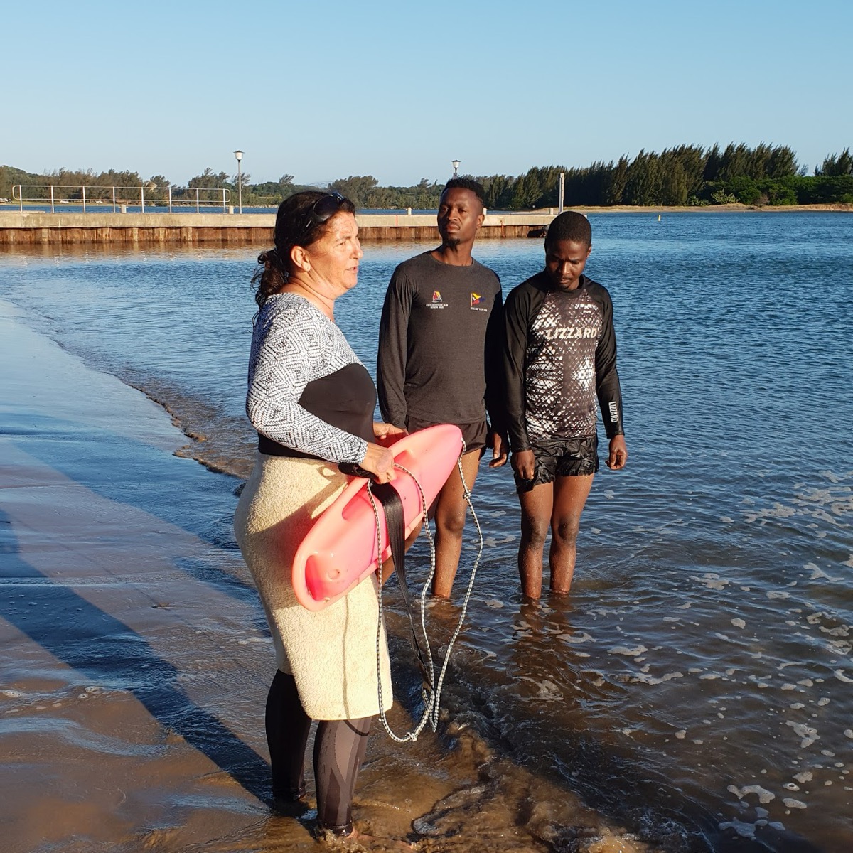 School children learning to swim
